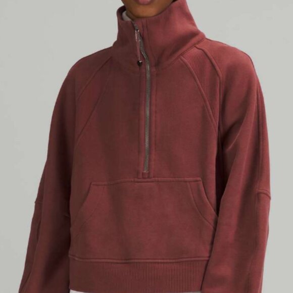 98. Lululemon Scuba Oversized Funnel Neck Half-Zip Smoky Red - Picture 1 of 5